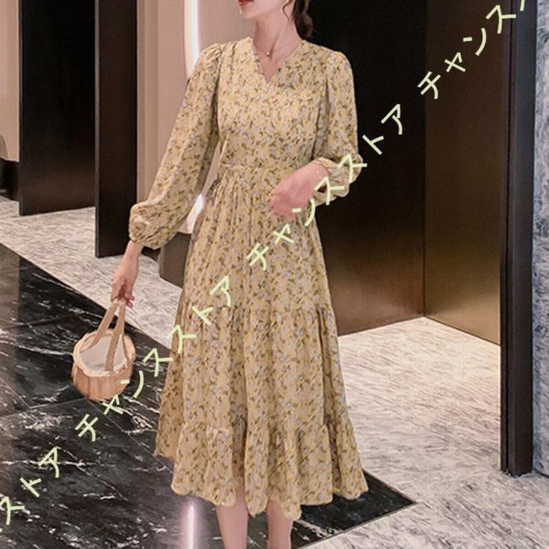 ワンピース 長袖 花柄 ボヘミアン ロングワンピース マキシワンピース シフォンワンピース 夏ワンピ 春服 Aライン カジュアル お洒落 エレガント ファッション 通販 Lineポイント最大0 5 Get Lineショッピング