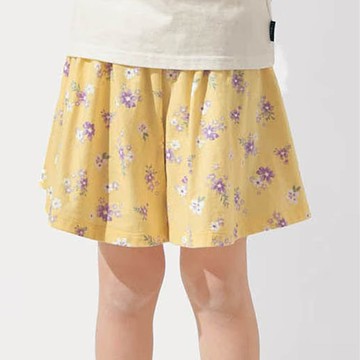 日本千趣會 - GITA 純棉薄涼傘狀短褲-花朵-黃