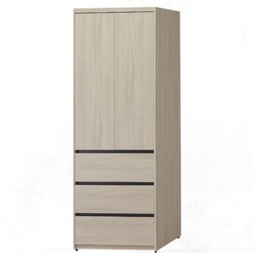 文創集 夏亞2.7尺二門三抽衣櫃-80x59x202cm免組