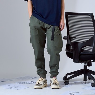 CACO-工裝口袋腰帶款縮口褲(三色)-男【J1NA013】