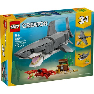 LEGO 創意百變系列3合1 31381 凶猛鯊魚和寶箱(兒童玩具 動物玩具 三合一玩具 DIY積木)