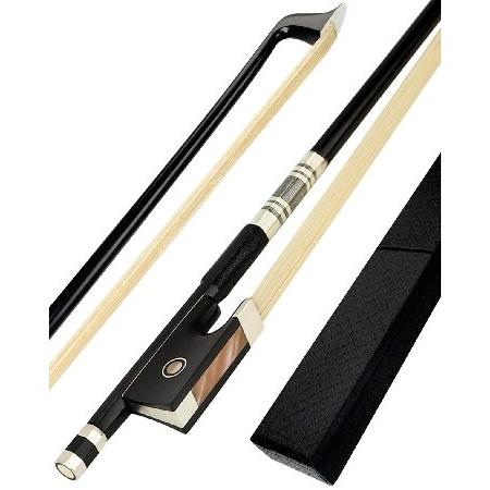 LMS Violin Bow Full Size Carbon Fiber Violin Bows Well Balance Bow Lightweight Fiddle Bow Made with Ebony Frog Mongolian White Horse Hair for Stud