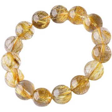 巴西天然金發晶手鏈女黃水晶黃發晶多圈手串男女款鈦晶板鈦晶飾品