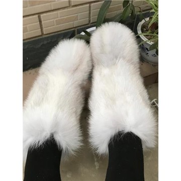 2020蘭狐狐貍毛皮草鞋毛毛鞋女靴厚底平底高筒網紅款休閑靴潮