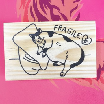 木柄印章 悲傷貓迷因 哭泣貓 脆弱