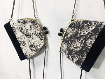 勾勒花 木珠 弧型口金包 側背包 肩背包 隨身包 後背包