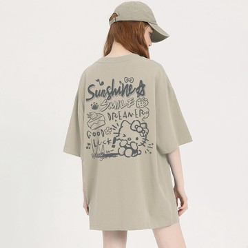 現貨當天出！KT貓短袖t恤 夏季休閒衣服 大尺碼上衣 棉t 重磅短t 下半身失蹤 大碼女裝 oversize t恤 團服