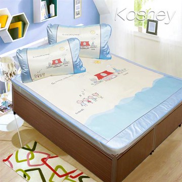 【KOSNEY】 童年  頂級加大三件式涼感紗透氣底網冰絲蓆組