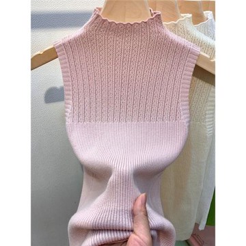 清倉撿漏歐貨女裝剪標無袖針織打底衫緊身掛脖背心修身上衣內搭潮