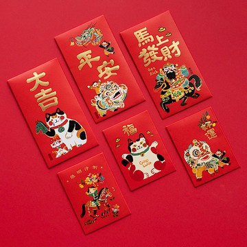 加厚燙金！6入！【蝦米良品】ＸU-PICK 2026 獨家插畫紅包 高質感紅包袋 馬年春聯對聯 文創設計