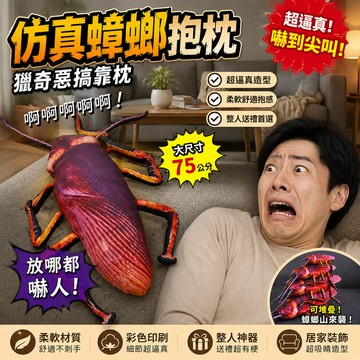 無用良品 仿真蟑螂抱枕 小強抱枕 惡搞靠枕 午睡枕 毛絨玩具 獵奇商品 搞怪禮物 整人禮物 生日禮物 交換禮物