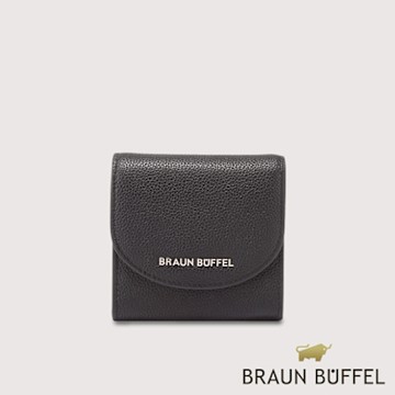 【BRAUN BUFFEL 德國小金牛】台灣總代理 佩塔斯 3卡兩折短夾-黑色/BF864-401-BK