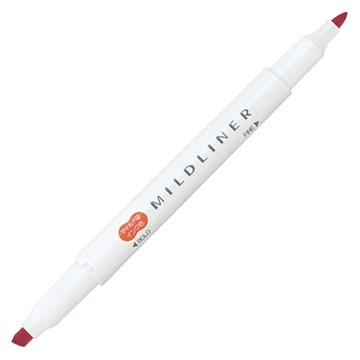 斑馬ZEBRA MILDLINER雙頭柔性螢光筆/WKT7-MVE/朱紅/圓尖+斜尖