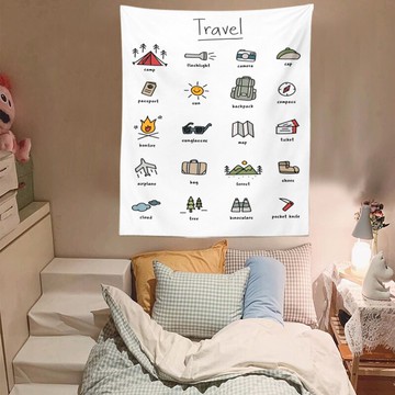 ins小清新露營游記墻壁裝飾掛毯床頭臥室大背景布直播墻掛布窗簾