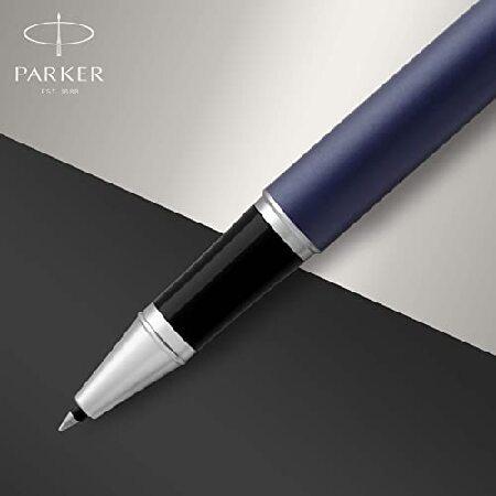 (Rollerball Pen, Gift Box, Matte blue Chrome Trim) PARKER IM Rollerball Pen, Matte Blue with Fine Point Black Ink Refill (1931661)