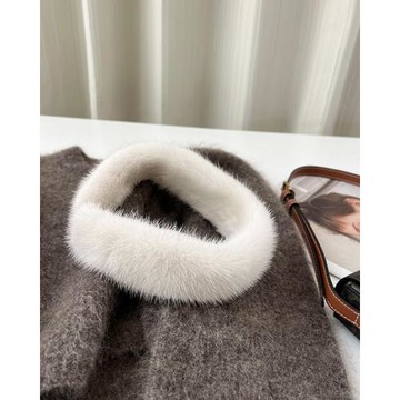 溫柔色系jing致水貂毛小圍脖 秋冬真貂毛小圍巾 毛絨絨暖脖脖套女