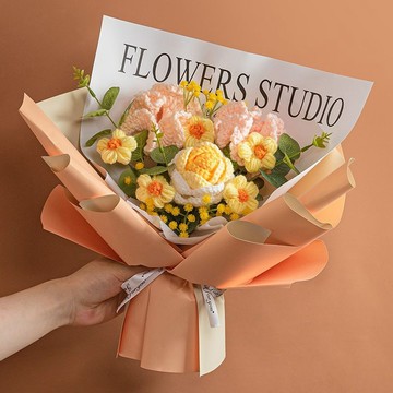 康乃馨針織花束毛綫手工編織成品送媽媽婆婆走心生日禮物永生花 MZHA