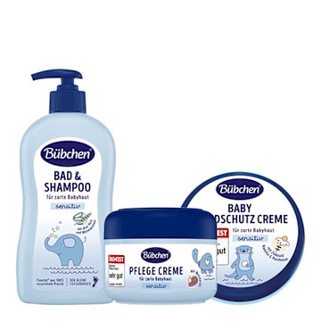【貝臣Bubchen】萬用護膚膏150ml+雪花膏75ml+雙效洗髮沐浴露400ml