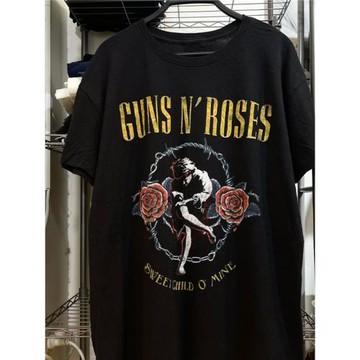 Gunsn Rose槍花樂隊歐美高街搖滾風hiphop嘻哈短袖男女重磅棉T恤