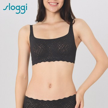 sloggi-ZERO FEEL BLISS零感蕾絲雅致系列U領背心式無鋼圈內衣 純粹黑｜88R399 04