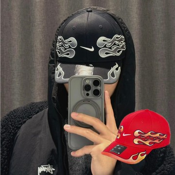 S.G Nike Club Flame Cap 火焰 老帽 黑IH9258-010 紅IH9258-657 刺繡 挺帽