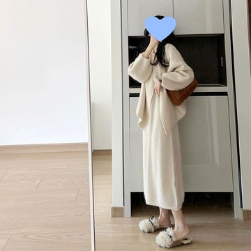 2024秋冬新款禦姐風穿搭小衆設計感針織上衣收腰百搭連衣裙兩件套