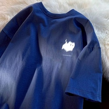 『癮品流行』簡約 字母印花 t恤 五分袖 短袖男 情侶 寬鬆短袖 休閑衣 運動衫