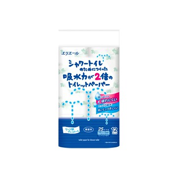 elleair 艾黎艾爾 溫水洗淨便座專用 衛生紙 日本原裝進口 100%紙漿製造 無香味  25m  12捲  1袋