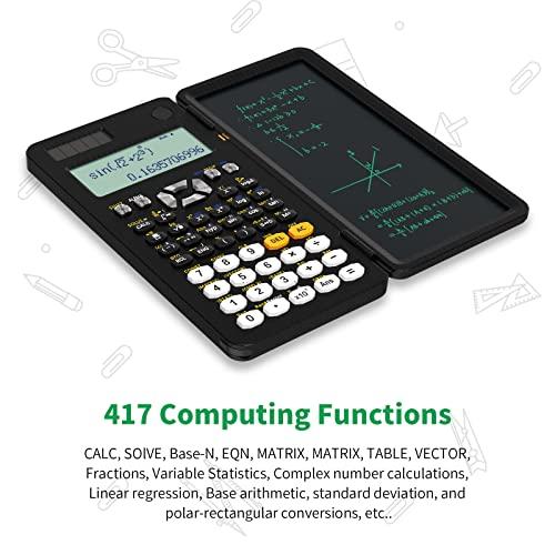 NEWYES 関数電卓 電卓付き電子メモパッド 417関数・機能 微分積分・統計計算・数学自然表示 4ライン表示 関数計算機 数学電卓 折りたたみ式 建築現場