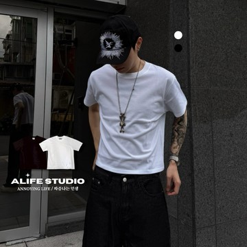 【ALIFE】韓系 高品質 BOXY 微合身 短窄版 素T 短袖 2色 陽光感 實拍 質感 男女 百搭 #110T