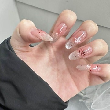 臺灣熱賣💖99免運💖冬日雪花蝴蝶結手工穿戴甲精緻甜美顯白高級日常節日可拆卸美甲貼