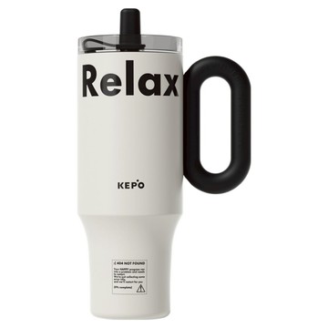 KEPO 巨無霸吸管花園冰霸杯 內膽陶瓷塗層 KC007  1個  1200ml  放輕鬆 米色 + 黑色