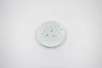 【伊萬里燒】青白瓷小魚十草五吋皿