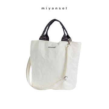 Miyansol - 皺皺兩用迷你托特包-奶油白