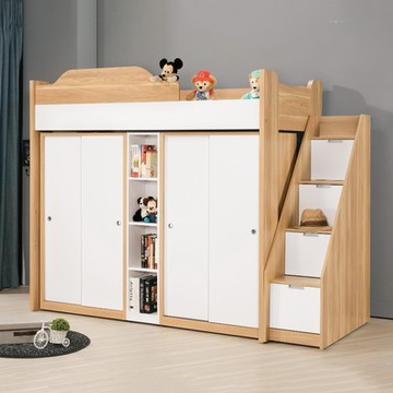 MUNA家居  卡爾3.7尺多功能雙衣櫥高架床組/共兩方向   112X235X180cm