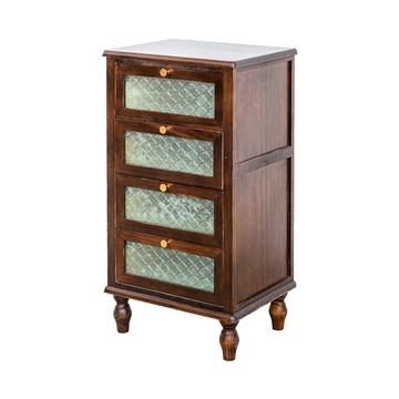 【dayneeds】復古風-窗花斗櫃 兩色可選胡桃色