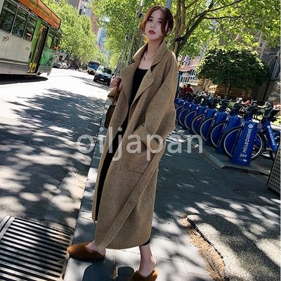 アウター チェスターコート ウール レディース ロング丈 無地 ビッグシルエット 大人可愛い かわいい 韓国 秋冬 お出かけ 通勤 オフィス デート 通販 Lineポイント最大get Lineショッピング