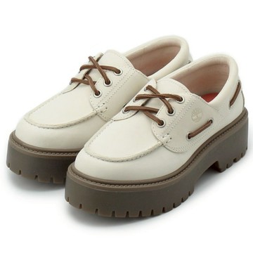 Timberland 女款 STONE STREET 厚底帆船鞋 A2GVFEX4  23.5 cm  米白色
