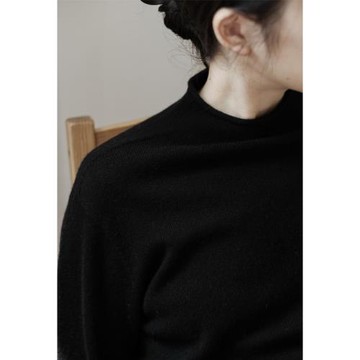 (免運)復述全羊毛中領卷邊隨性打底衫 秋冬新款保暖針織套頭衫上衣