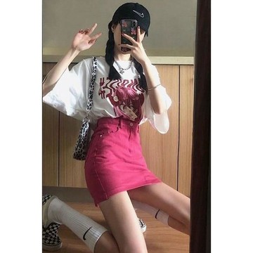 牛仔半身裙 牛仔裙 半身裙 女生半身裙 短裙 牛仔短裙 顯瘦短裙 牛仔半身裙女夏季新款韓版純色顯瘦百搭高腰a字裙短裙女學