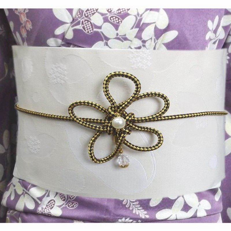 飾り紐 帯かざり 帯締め 花結びパール 長尺 黒金 浴衣 振袖 着物 通販 Lineポイント最大0 5 Get Lineショッピング