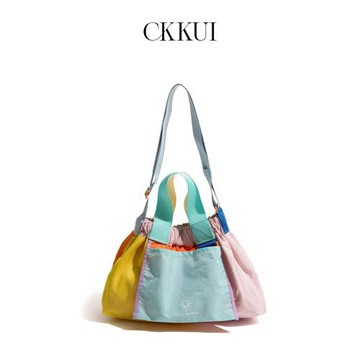 CKKUI拼色餃子包新加坡小眾設計托特包可折疊多巴胺單肩包斜挎包