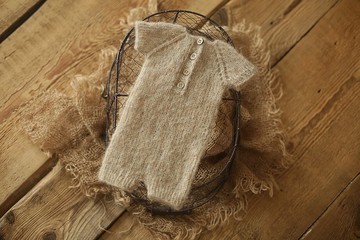 新生兒羊駝連衣褲，嬰兒連體衣，新生兒拍照道具，