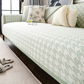 冰絲千鳥格沙發墊夏季2025新款輕奢高級感坐墊防滑夏天沙發涼席墊