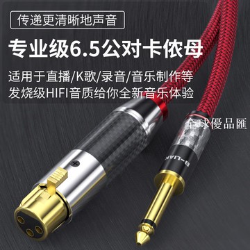 【全球優品匯】B-LIAK卡農轉6.5轉卡儂公母麥克風線話筒聲卡大二芯xlr平衡音頻線