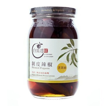 【白裏透紅】剝皮辣椒（苦茶油口味）(450g／罐)
