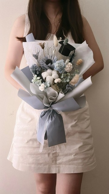 藍色系永生花花束、不凋花花束、乾燥花束、香氛花束、花束