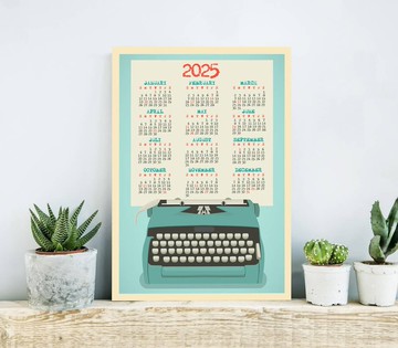 2025 年年曆，辦公室裝飾，特大號，藍色