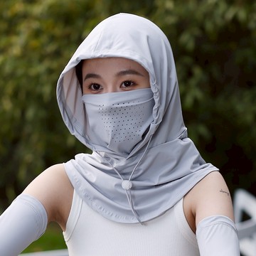 🔥隔日到貨 冰絲防曬一體帽 防曬頭套 防曬護頸冰絲面罩 騎行頭套涼感 護全臉罩防曬帽子 脖圍防曬頭巾 防曬頸套 防曬面罩