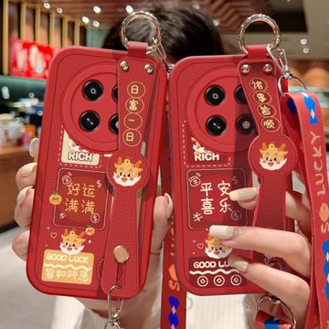 適用于oppoa5pro手機殼A5Pro喜慶紅色保護套OPPO祝福文字A5Pro可斜挎腕帶殼a5pro硅膠防摔背帶掛繩好運新年款